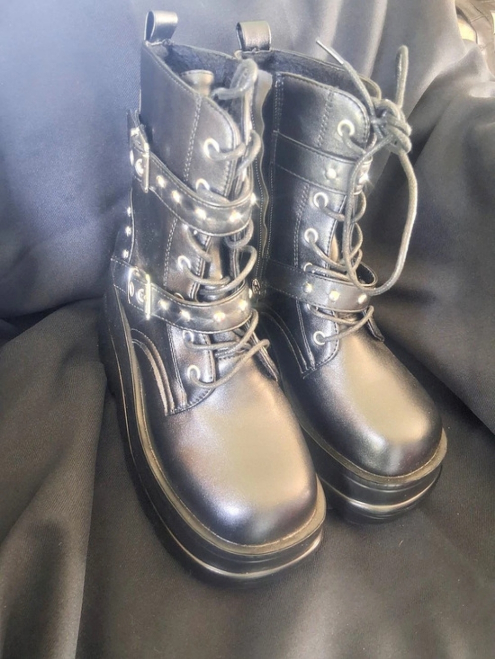 Black Platform Combat Boots Never Worn 8